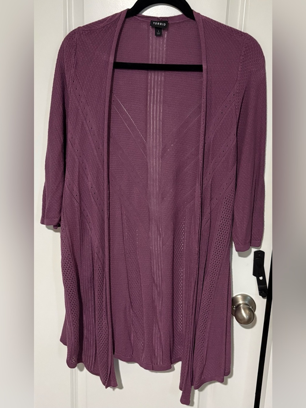 torrid Open-Front Knit Cardigan in Plum